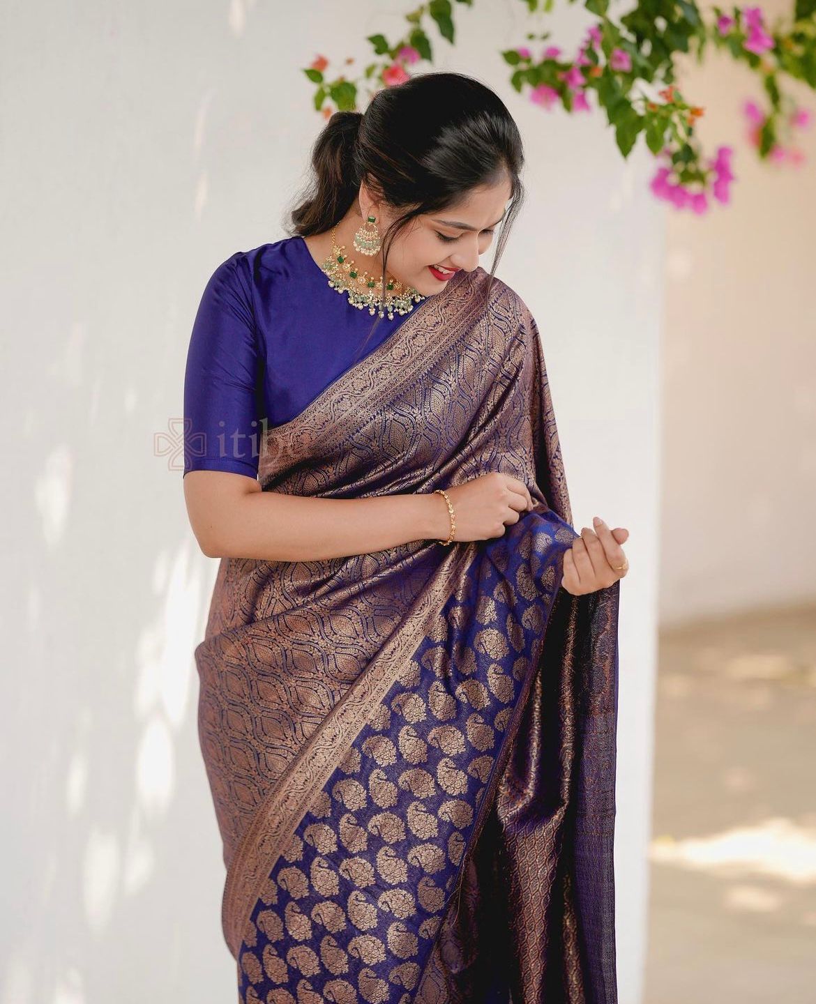 Amazing Blue Soft Banarasi Silk Saree with Unique Blouse Piece