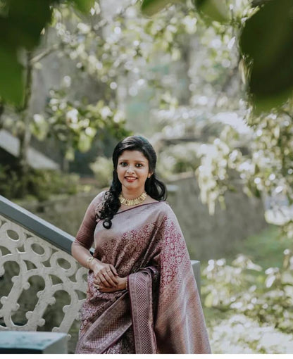 Amazing Maroon Soft Banarasi Silk Saree with Unique Blouse Piece