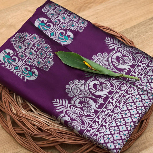Magnetic Purple Soft Silk Saree With Seraglio Blouse Piece
