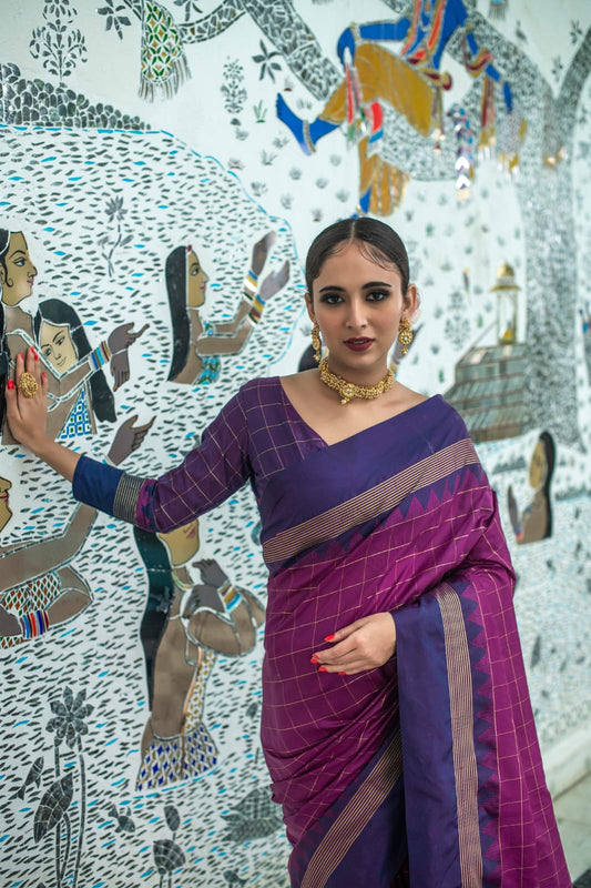 Wine Banarasi Colored Soft Silk Designer Saree With Blouse