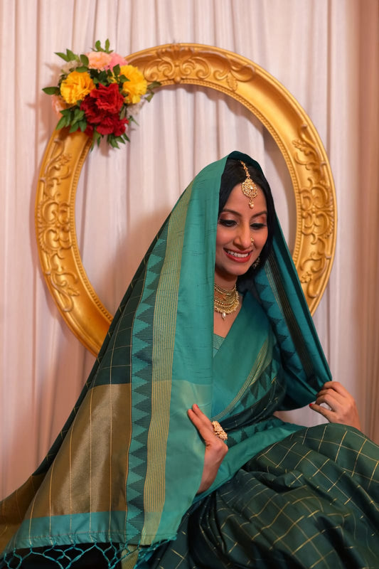 Green Banarasi Colored Soft Silk Designer Saree With Blouse