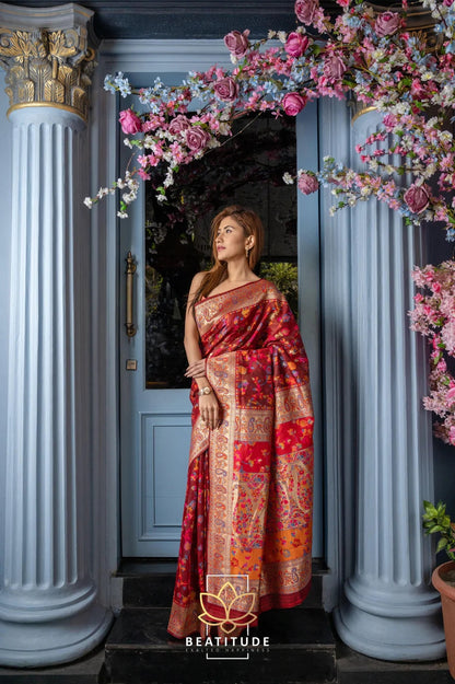 Transcendent Maroon Soft Pachmina Silk Saree With Impressive Blouse Piece