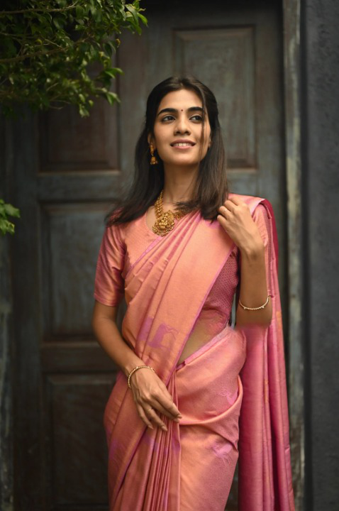 Baby Pink Color BANARASI Saree | Designer Soft Lichi Silk Traditional Indian Wedding Saree
