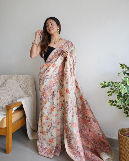 Carem Amazing Soft Banarasi Silk Saree with Unique Blouse Piece