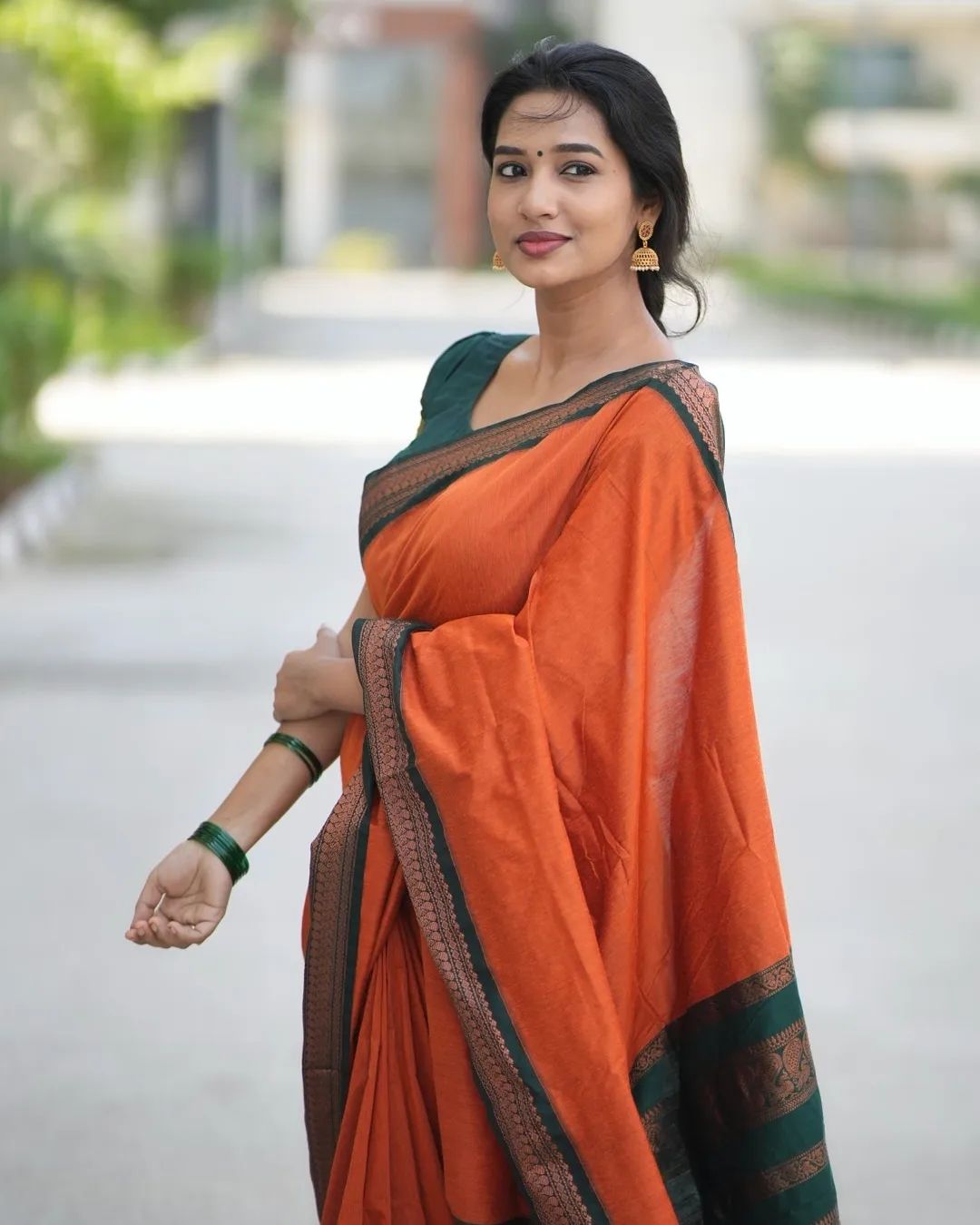 Amazing Orange Soft Silk Saree with Unique Blouse Piece