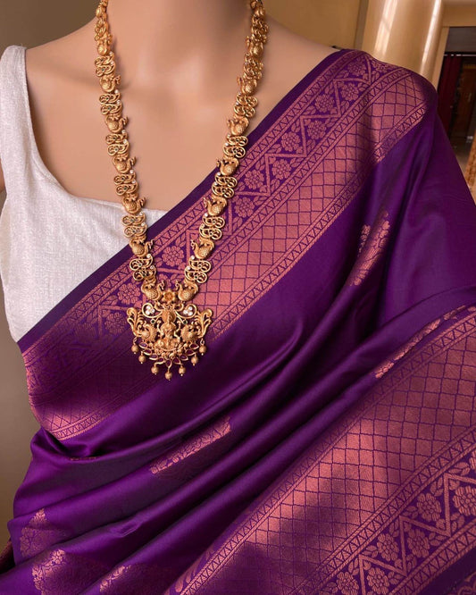 Banarasi Silk Attractive Purple Color Designer Bridal Wear Classy Look