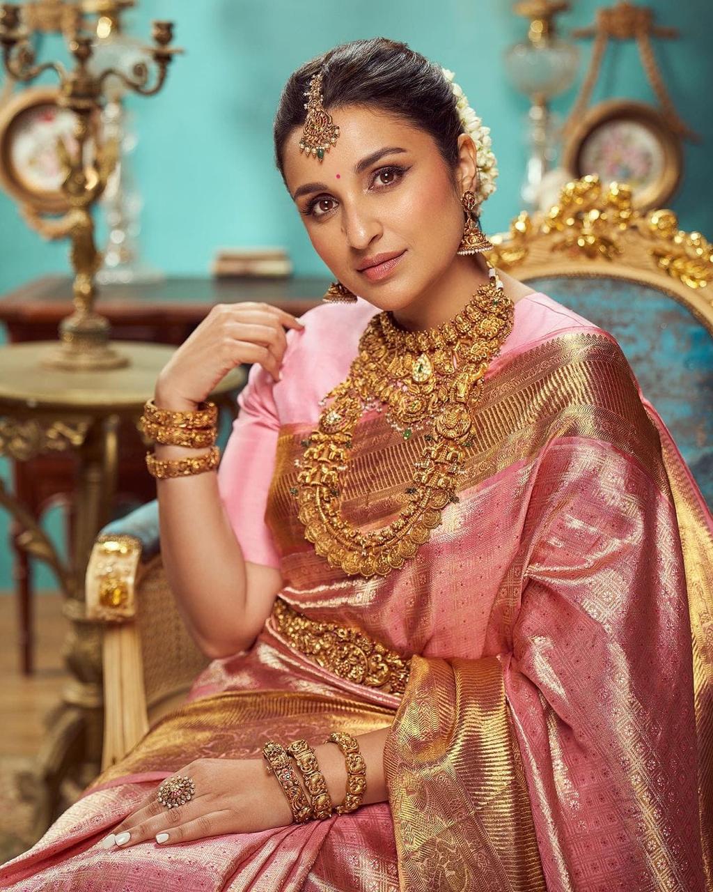 Ailurophile Pink Soft Banarasi Silk Saree with Amazing Blouse Piece