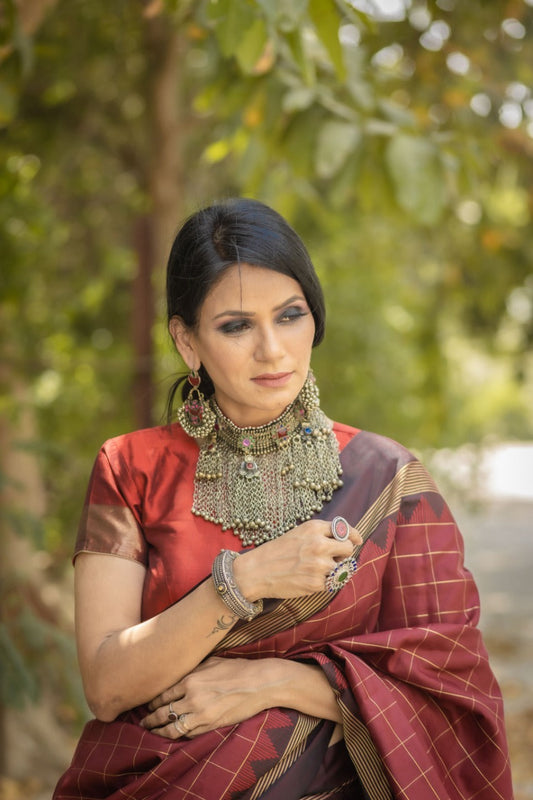 Brown Banarasi Colored Soft Silk Designer Saree With Blouse